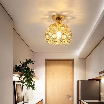 Ouro de Teto de Cristal da Lâmpada Para Iluminação Doméstica Porta de Entrada da Lâmpada do Corredor Varanda Restaurante LED Moderna de Luxo, a Lâmpada do Teto Interior