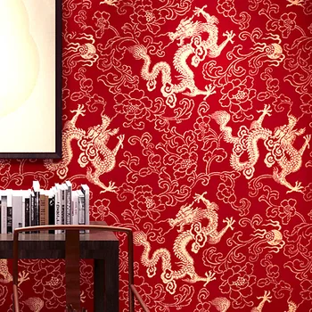 Papel de parede chinês TV na parede do fundo do dragão padrão de caligrafia papel de parede de varanda estudo restaurante hotel clássico papel de parede