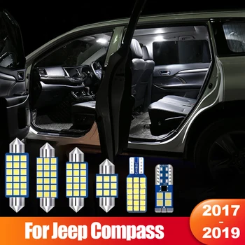Para Jeep Compass MK2 2017 2018 2019 6pcs Canbus Carro LED Cúpula Interior Lâmpadas de Leitura do Tronco Luz Acessórios