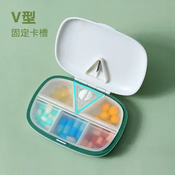Pequeno mini-pílula-corte, vedada artefato, medicina-dispositivo de corte, portátil medicina dispensador com divisória, armazenamento de caixa de pílula