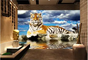 Personalizado com foto 3d papel de parede Bela fotografia tigre plano de fundo da sala de decoração em 3d murais de parede papel de parede para parede 3 d