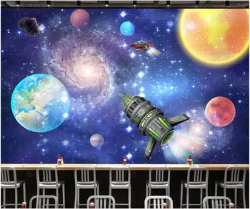 personalizado mural de fotos de papel de parede 3d Planeta exterior do espaço interestelar céu estrelado galaxy bar, sala de estar papel de Parede para parede na rola