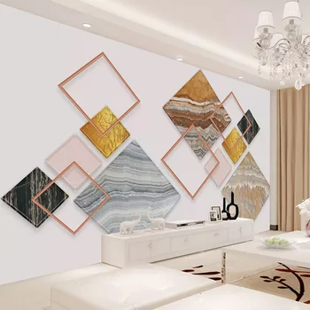 Personalizado Mural de Parede Moderna da Moda 3D Geométrica de Mármore Textura Fresco Sala de TV pano de Fundo de Parede de Auto-Adesivos Adesivos 3D