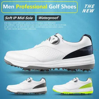 Pgm Homens Sapatos de Golfe Casual Esportes Sapatos de Couro de Não-Deslizamento de Unhas de Treinamento de Tênis Para o Homem Botão Fivela de Golfe Impermeável Formadores