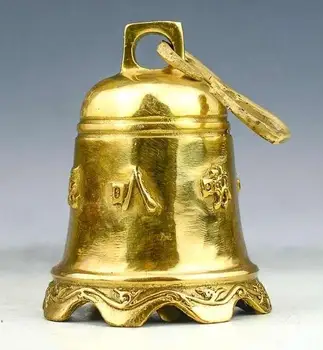 Raro Antigo Chinês de cobre bell Estátua / Escultura,Texto, melhor coleção & adorno, frete grátis