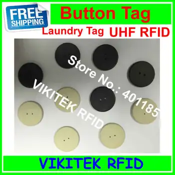 RFID UHF serviço de lavandaria tag VIKITEK 20 pcs 915MHZ 860-960MHZ Alienígena Higgs3 chip PPS material pode ser lavado botão de tag rfid