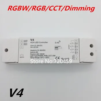 RGBW/RGB/CCT/regulação de 4 Canais de LED Controlador de RF+2.4 GHz Wireless RF Remoto Controlador RGB/Luz de Tira de LED RGBW