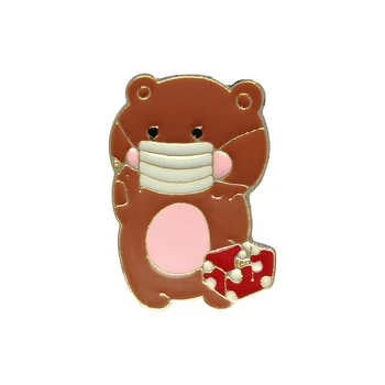 RSHCZY Animal Esmalte Pin Personalizado Crachá de Liga leve de desenho animado Urso Marrom Broche Para Mochilas Casaco de Presente da Jóia Lenço de Fivela