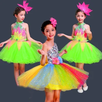 Songyuexia Crianças de dança de fantasias para crianças de lantejoulas princesa petti saia meninas de coro fase de roupa