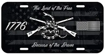 Terra Livre & Valente 1776 EUA a Bandeira Patriota da Placa do Veículo do Exército,Decorativa de Metal Placa de Carro Assinar o Auto de Marca