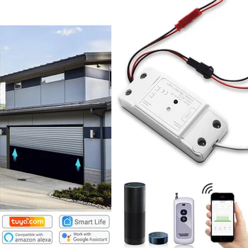Tuya wi-Fi Smart Módulo Switch de Porta de Garagem Motor de Casa Inteligente Inicial do Google Alexa Controle de Voz de Suporte do Controle Remoto 433MHz