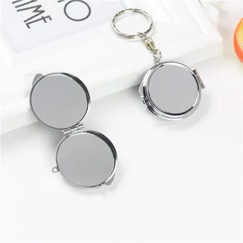 TY426 Rodada Coração Oval Sqaure de Forma Dupla Lados de um Espelho de maquilhagem de Metal Dobrável Keychain Mini-Espelho de Maquilhagem