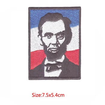 Um homem famoso na história,o Presidente Abraham Lincoln,Ferro Bordado em bakcing Patch
