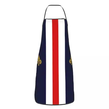 Unisex Fleur-De-Lis França Bandeira Francesa Do Chef De Cozinha Cozinhar Assar Avental Mulheres Homens Fleur De Lys Lys Tablier Cozinha