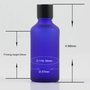 Vazio azul fosco garrafa de vidro cosmético 1.7 oz, 50ml de Aromaterapia perfumes em frascos com tampas balck