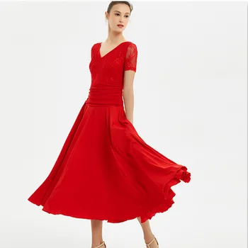 vermelho padrão salão de baile vestido de mulher sociais vestido de flamenco espanhol vestido foxtrot valsa vestidos de desgaste da dança moderna, dança fantasias