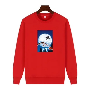 Vintage E. T. Extra-Terrestre Cartaz do Filme de moda, gráfico de camisolas de gola Redonda capuz grossa camisola de capuz Homens sportswear