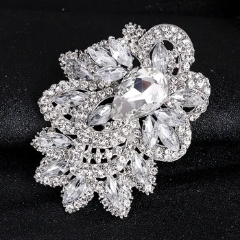 Vintage estilo retro Grande Cristal de Diamante Bejeweled broches para as Mulheres, Vestido de Lenço Pinos Broche de Jóias Acessórios Dom AE070