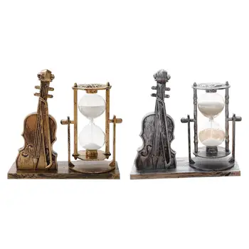 Violino Ampulheta Estatueta Temporizador Areia Vintage Criativo Instrumento Musical para Férias Mesa de Sala de Inauguração Presentes