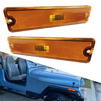 Âmbar Fumaça Lente Frontal SideBumper Luzes Indicadoras Fender Refletor De Luz Para Jeep Wrangler 1987-1995